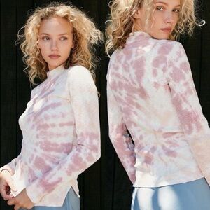 Free People We The Free Swirl Tie Dye Mock Neck Thermal Long Sleeve Size Large